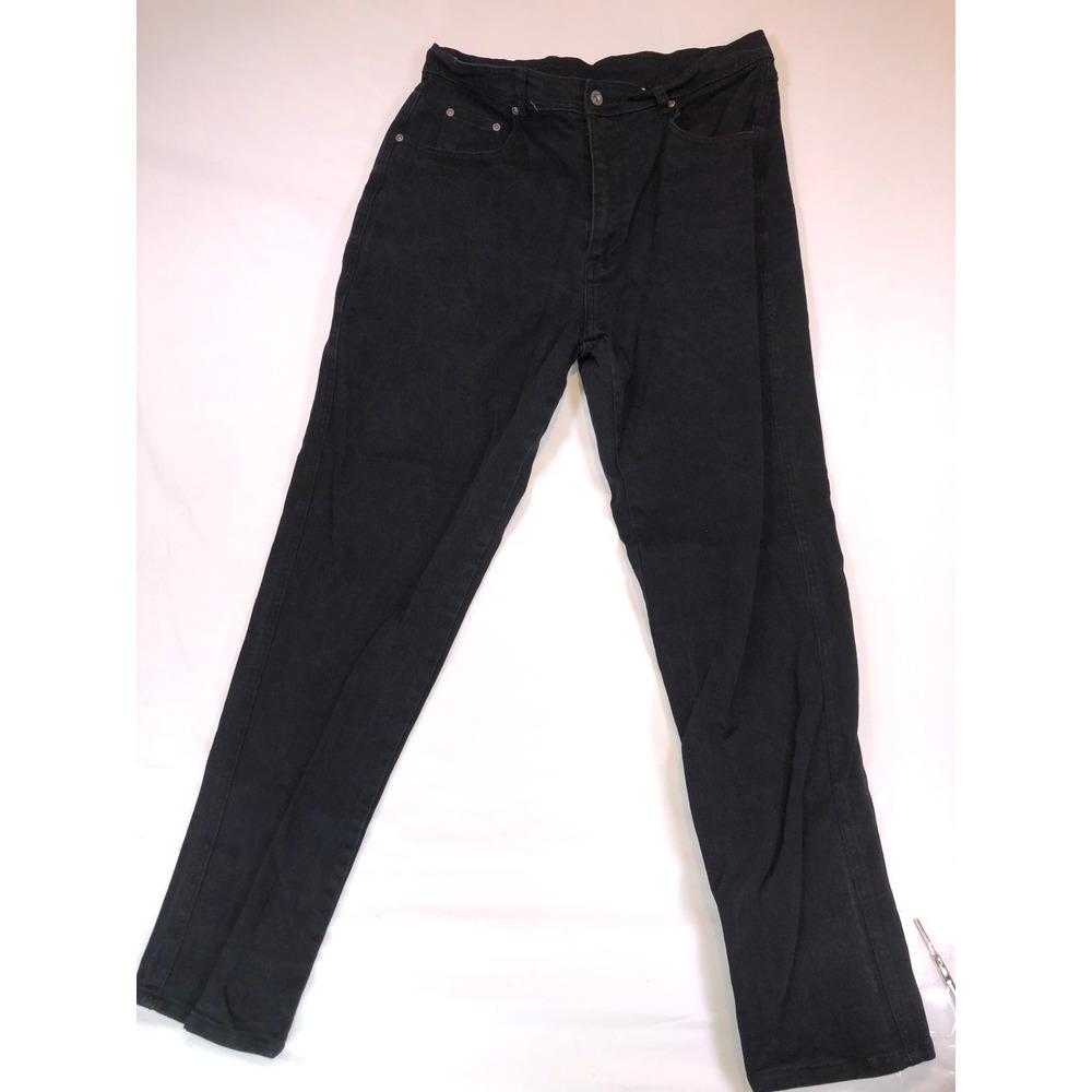 Bill Blass Jeans Womens 16 Black High Rise Tapered Leg Stretch Denim Pants